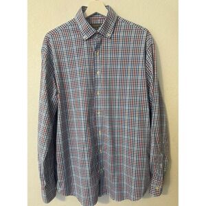 Peter Millar Summer Comfort Button Down Checkered Shirt Stretch L